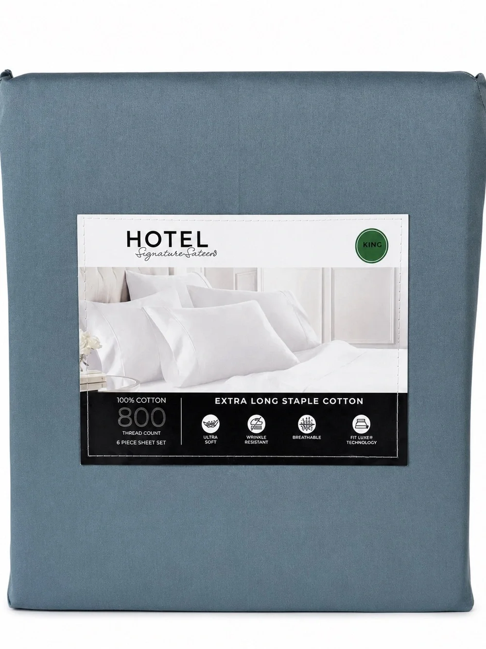 Hotel Signature King 800 TC Extra Long Staple Cotton Sateen Sheet Set NWT